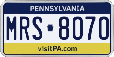 PA license plate MRS8070