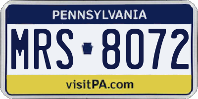 PA license plate MRS8072