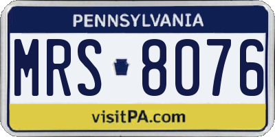 PA license plate MRS8076