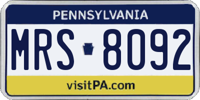 PA license plate MRS8092