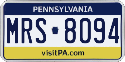 PA license plate MRS8094