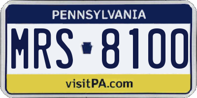 PA license plate MRS8100