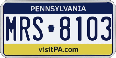 PA license plate MRS8103