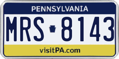 PA license plate MRS8143