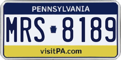 PA license plate MRS8189