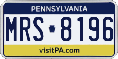 PA license plate MRS8196