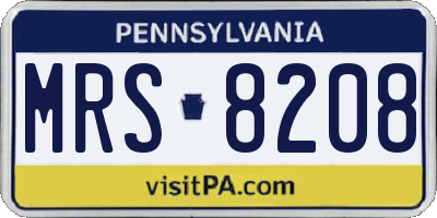 PA license plate MRS8208