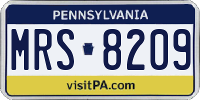 PA license plate MRS8209