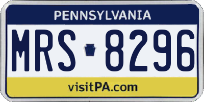 PA license plate MRS8296