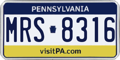 PA license plate MRS8316
