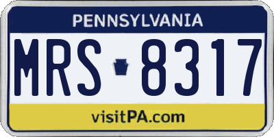 PA license plate MRS8317