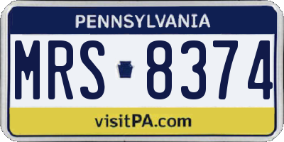 PA license plate MRS8374
