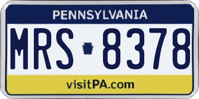 PA license plate MRS8378