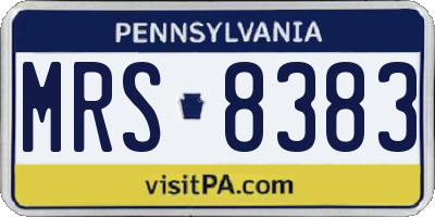 PA license plate MRS8383