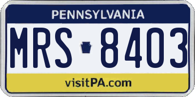 PA license plate MRS8403