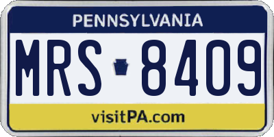 PA license plate MRS8409