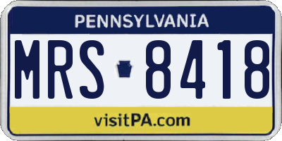 PA license plate MRS8418