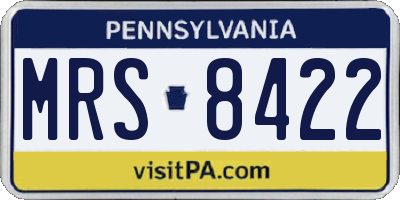 PA license plate MRS8422