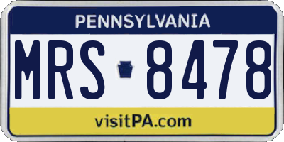 PA license plate MRS8478