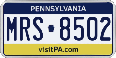 PA license plate MRS8502