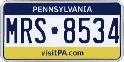 PA license plate MRS8534
