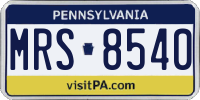 PA license plate MRS8540