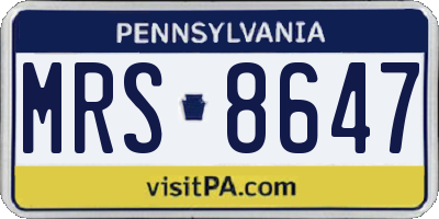 PA license plate MRS8647