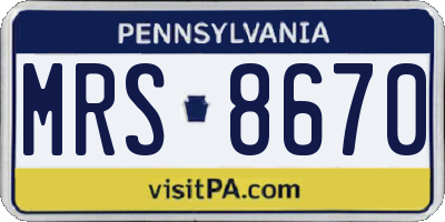 PA license plate MRS8670