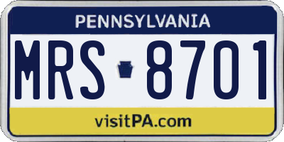 PA license plate MRS8701