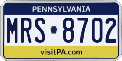 PA license plate MRS8702