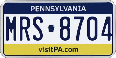 PA license plate MRS8704