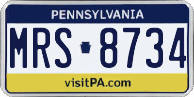 PA license plate MRS8734