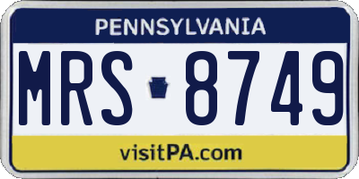 PA license plate MRS8749
