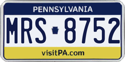 PA license plate MRS8752