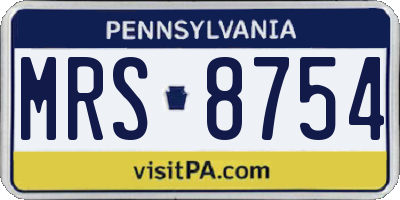 PA license plate MRS8754
