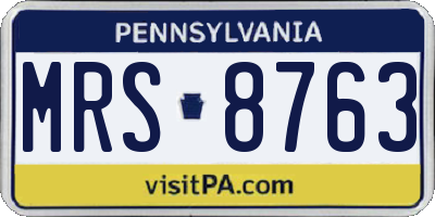 PA license plate MRS8763