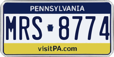 PA license plate MRS8774