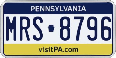 PA license plate MRS8796