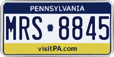 PA license plate MRS8845