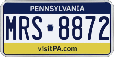 PA license plate MRS8872