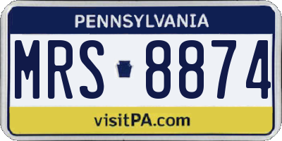 PA license plate MRS8874