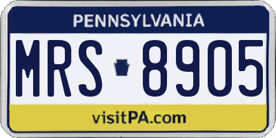 PA license plate MRS8905