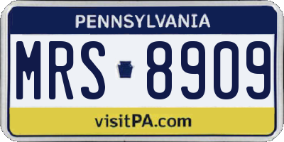 PA license plate MRS8909
