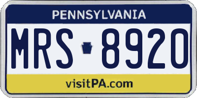 PA license plate MRS8920