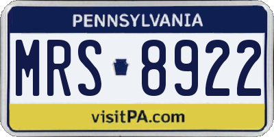 PA license plate MRS8922