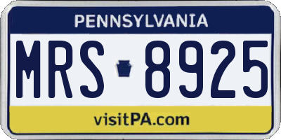 PA license plate MRS8925