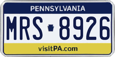 PA license plate MRS8926