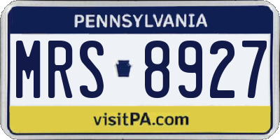 PA license plate MRS8927