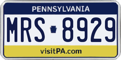 PA license plate MRS8929