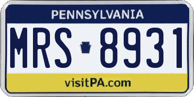 PA license plate MRS8931